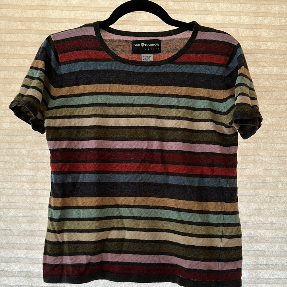 Vintage stripe short sleeved sweater